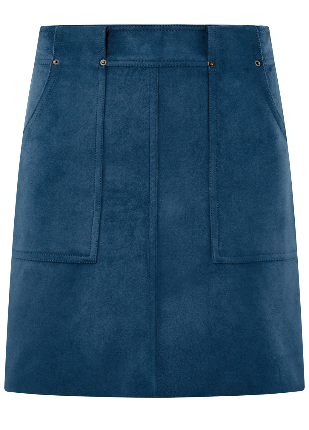 Синяя кэжуал однотонная юбка Oodji мини