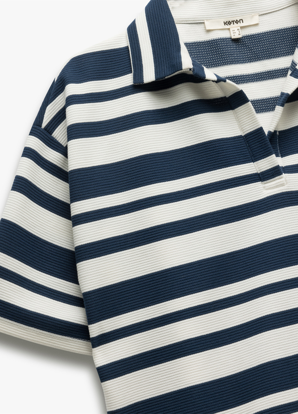 Цветная женская футболка-поло KOTON в полоску
