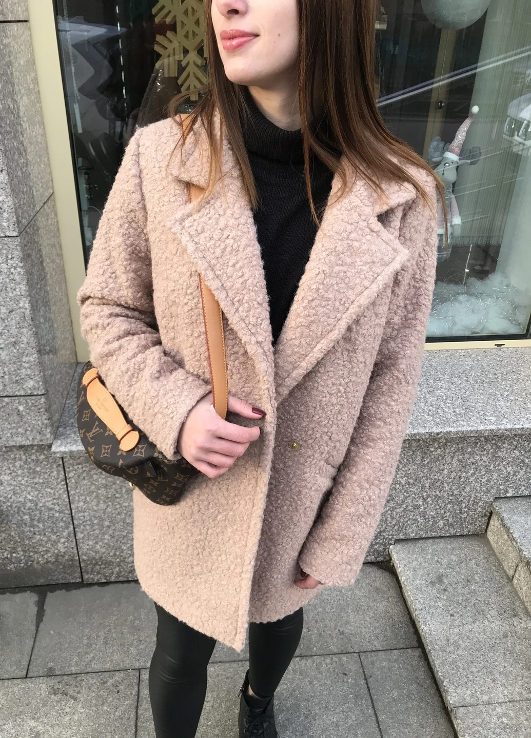 Двубортне пальто букле з додаванням шерсті мокко 42-44 Guseva Wear (252443645)