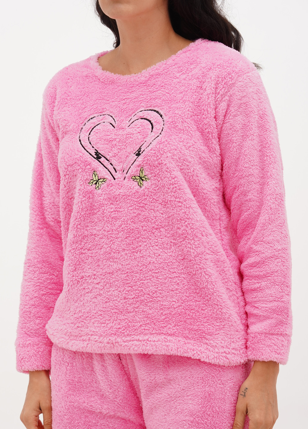 Розовая зимняя пижама (лонгслив, брюки) Fashion