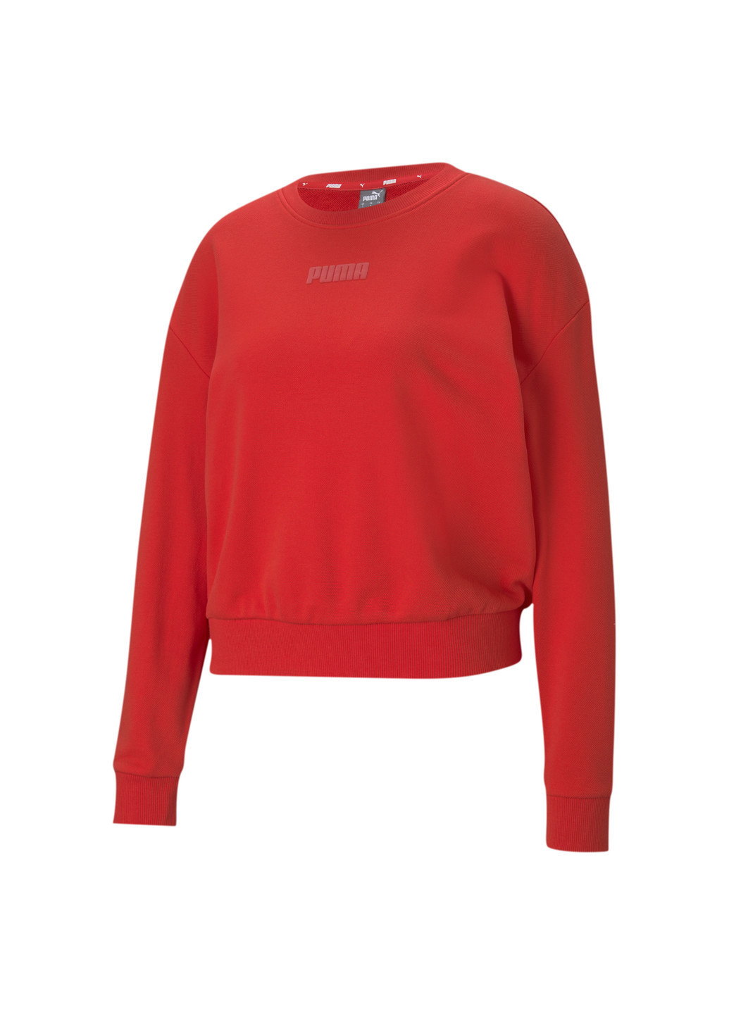 Свитшот Modern Basics Crew Neck Women's Sweatshirt Puma однотонная красная спортивная хлопок, полиэстер, эластан