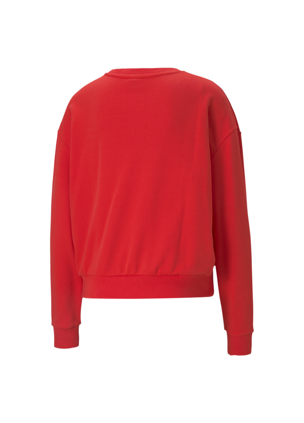 Свитшот Modern Basics Crew Neck Women's Sweatshirt Puma однотонная красная спортивная хлопок, полиэстер, эластан