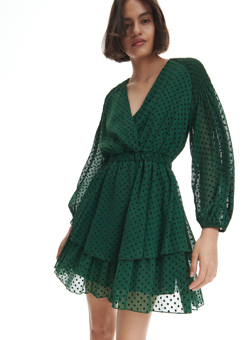 Зеленое кэжуал платье Reserved в горошек