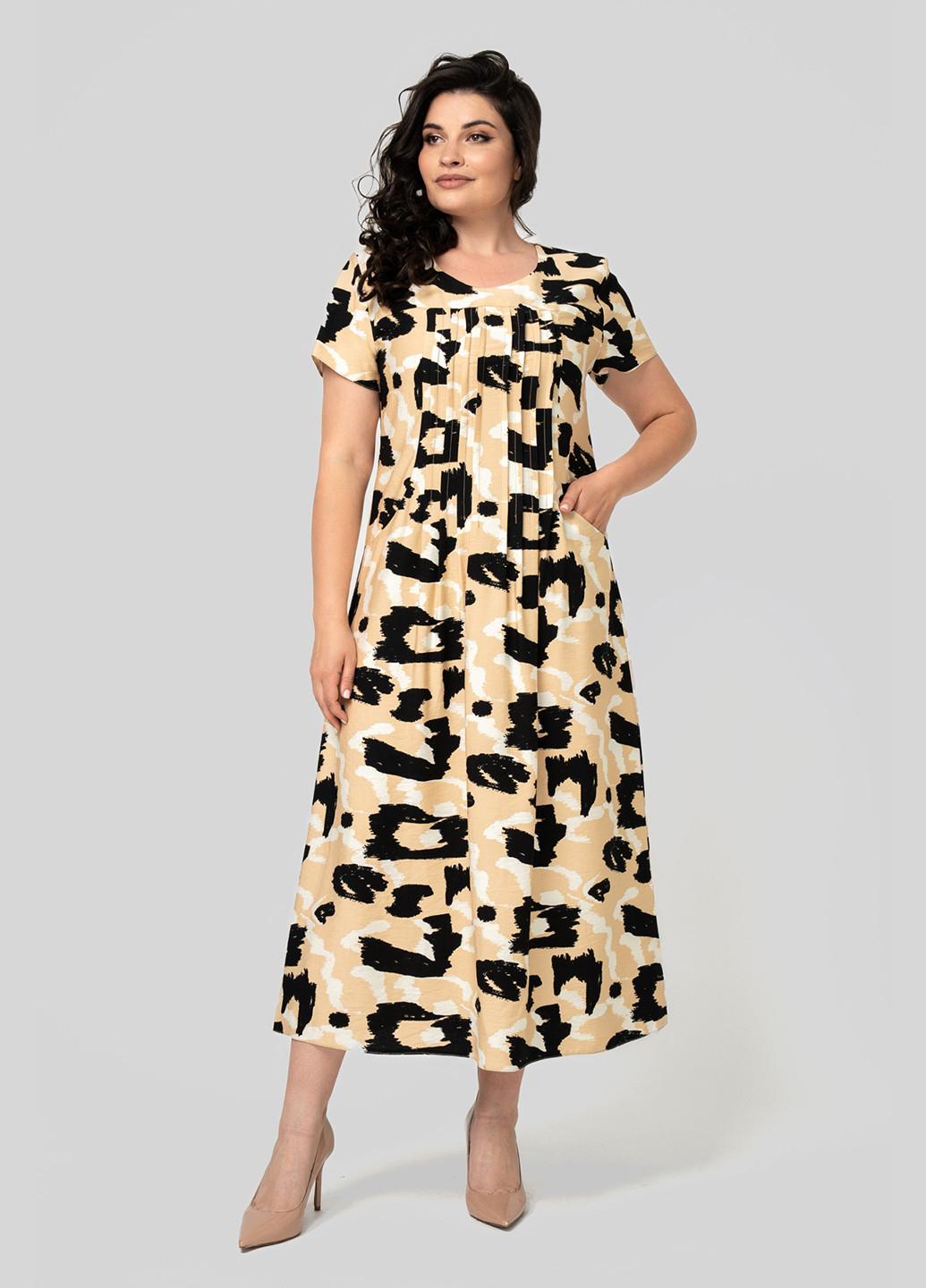 Пісочна кежуал сукня а-силует A'll Posa з малюнком