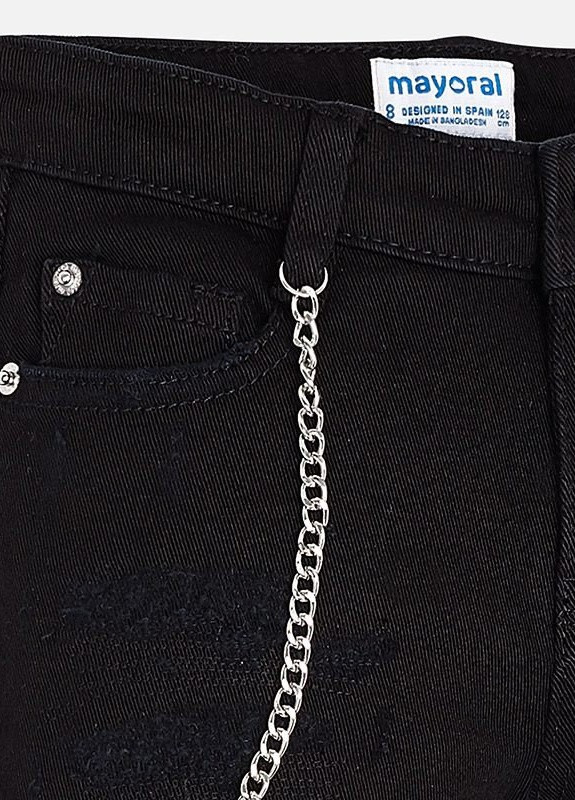 Черные демисезонные слим джинсы для девочки Mayoral