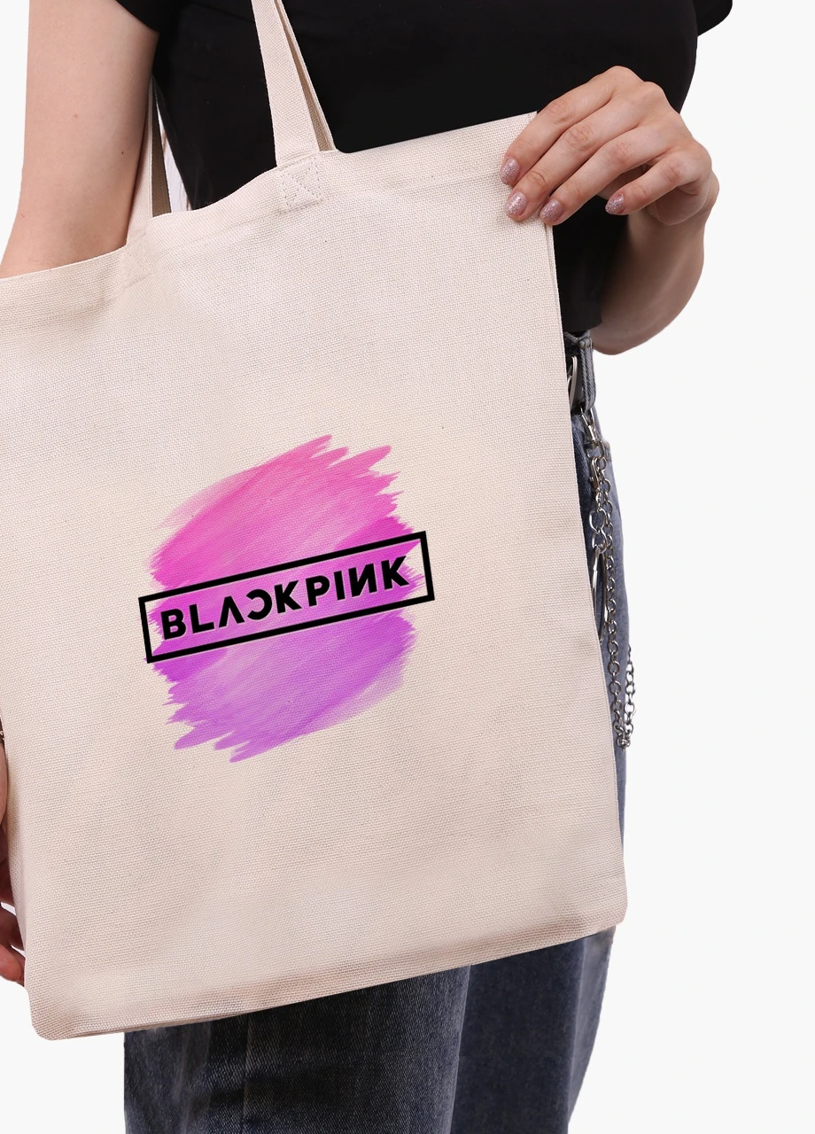 Еко сумка шоппер біла Блек Пінк (BlackPink) (9227-1350-WT) екосумка шопер 41*35 см MobiPrint (216642246)