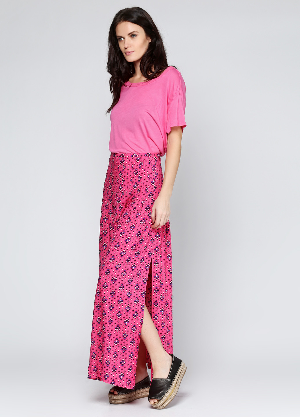 Розовая кэжуал цветочной расцветки юбка Juicy Couture макси