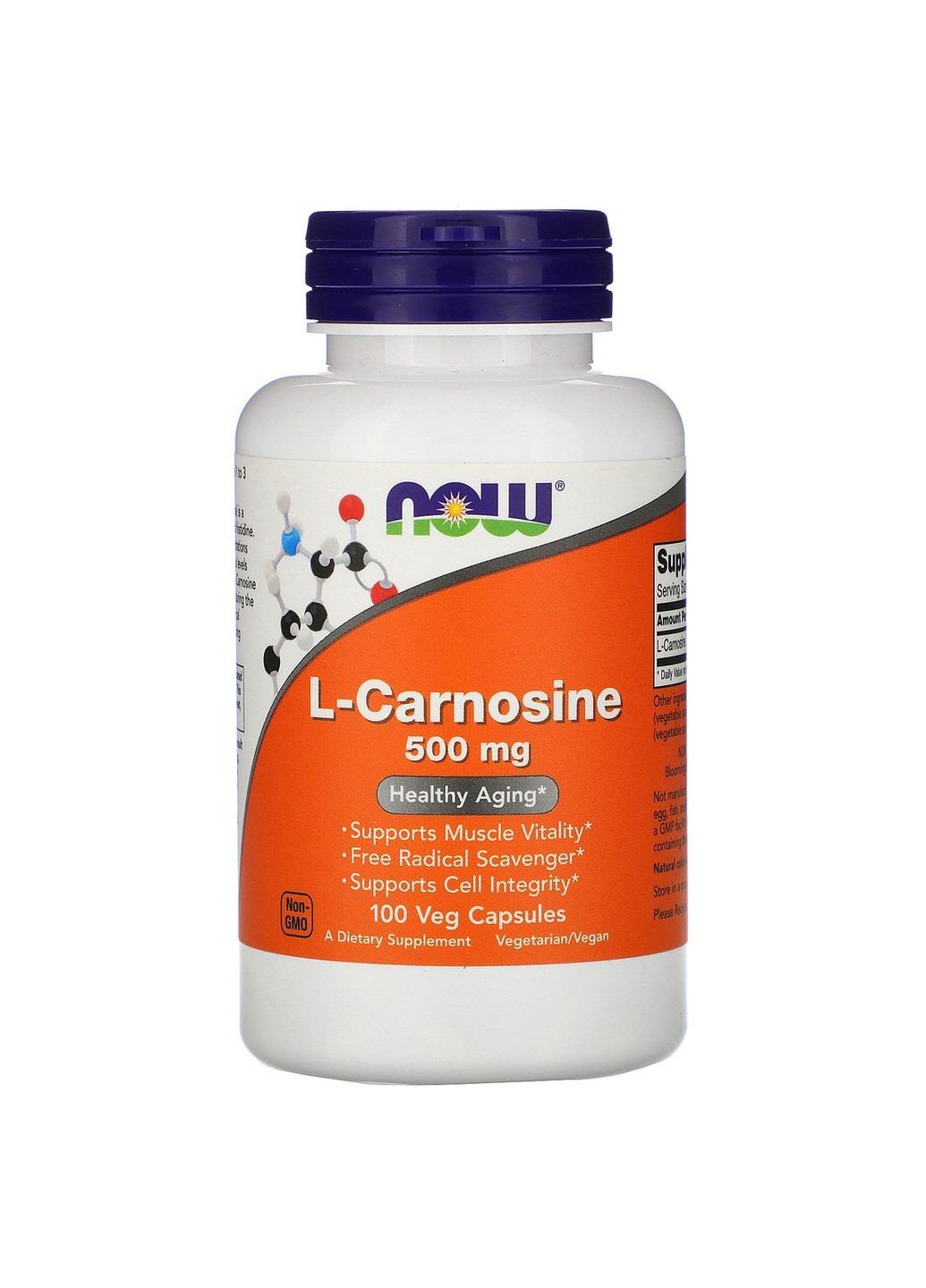 L-Карнозин, L-Carnosine, NOW, 500 мг, 100 вегетаріанських капсул Now Foods (255410444)