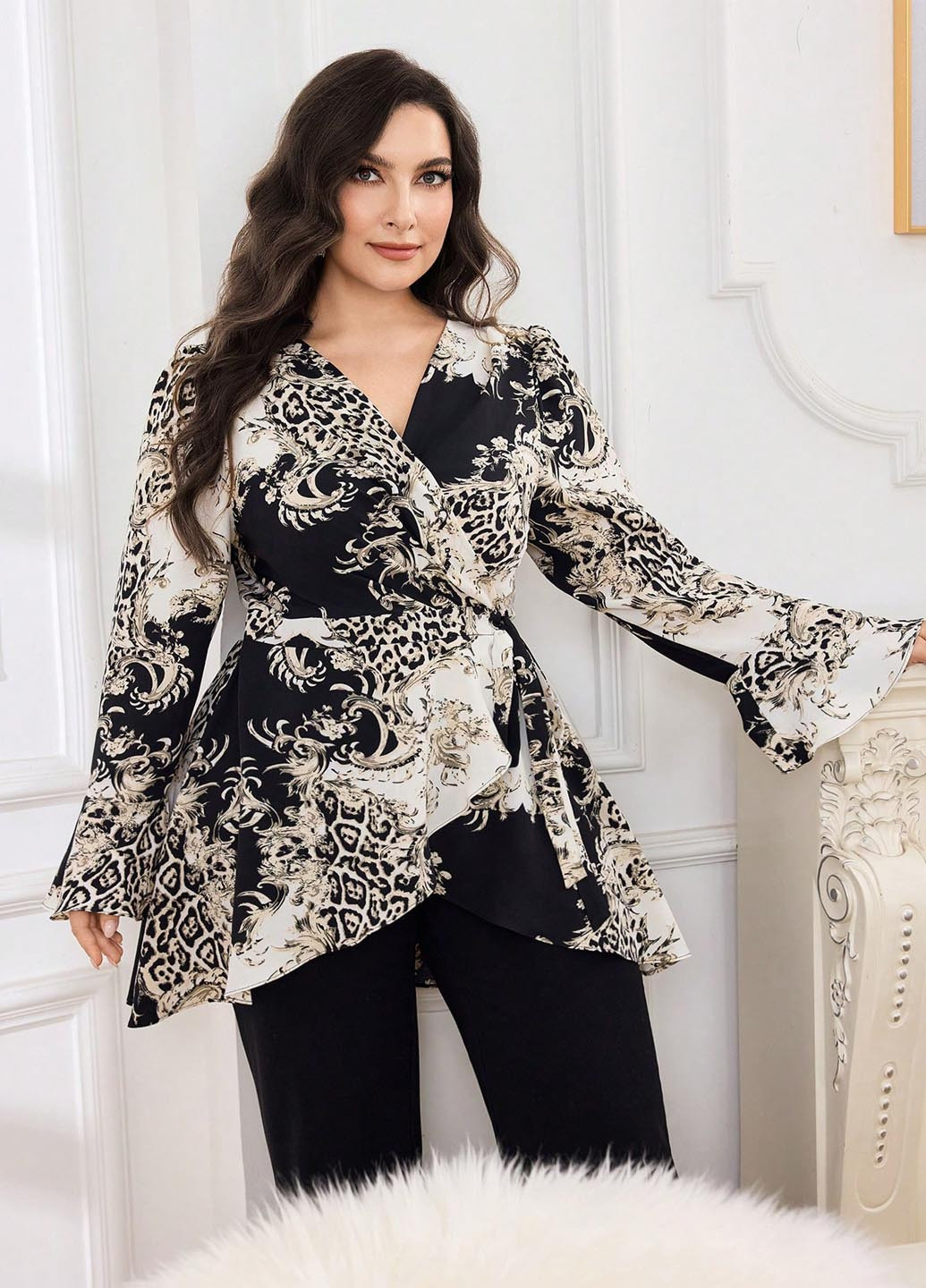 Комбінований демісезонний комплект (блуза, штани) SHEIN