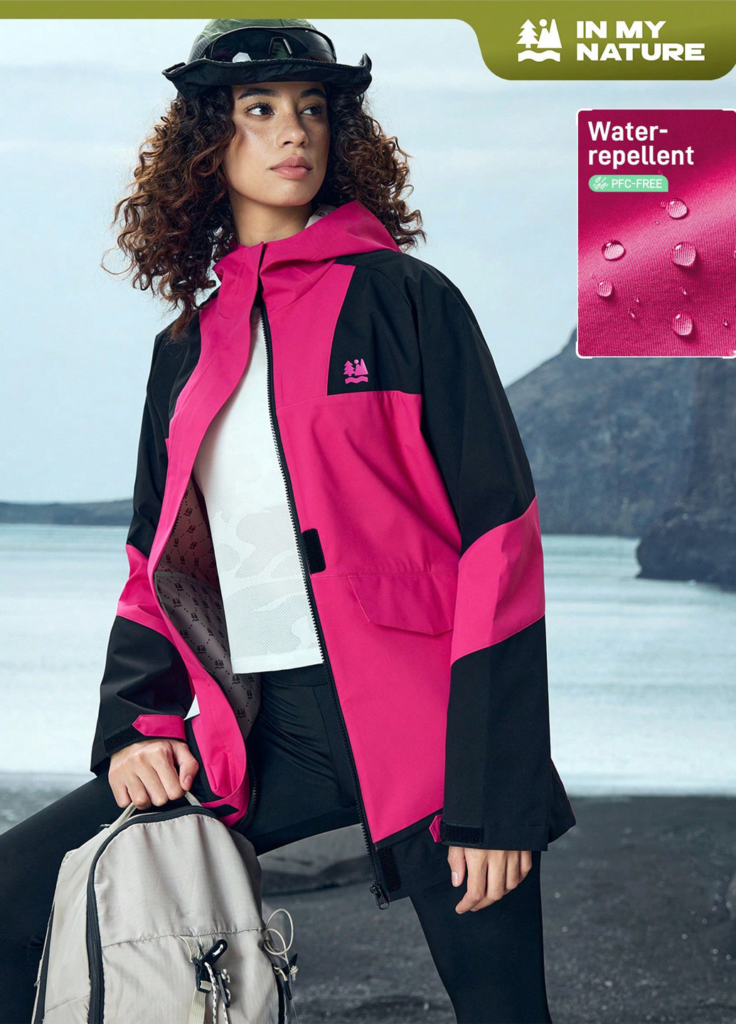 Фуксиновая демисезонная куртка SHEIN