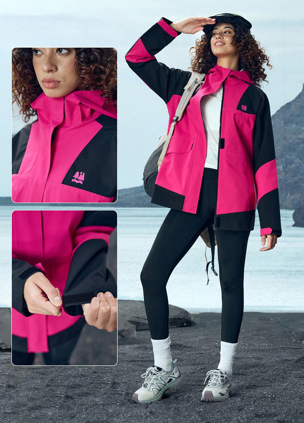 Фуксиновая демисезонная куртка SHEIN