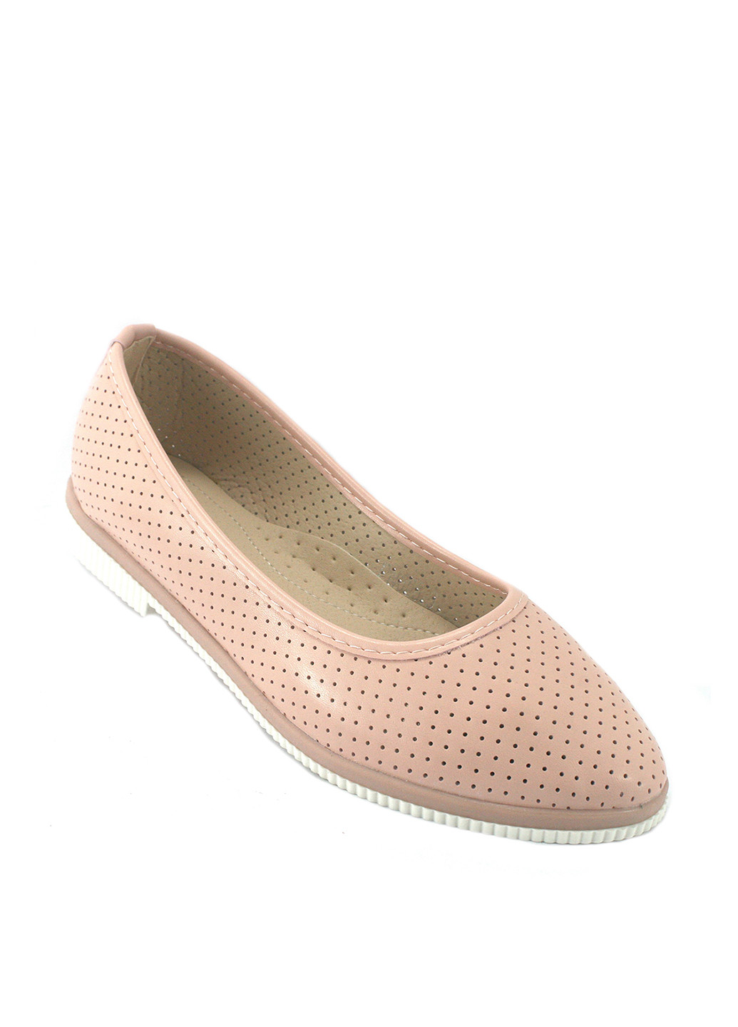 Женские балетки | пудровые однотонные перфорация искусственная кожа (321828240)