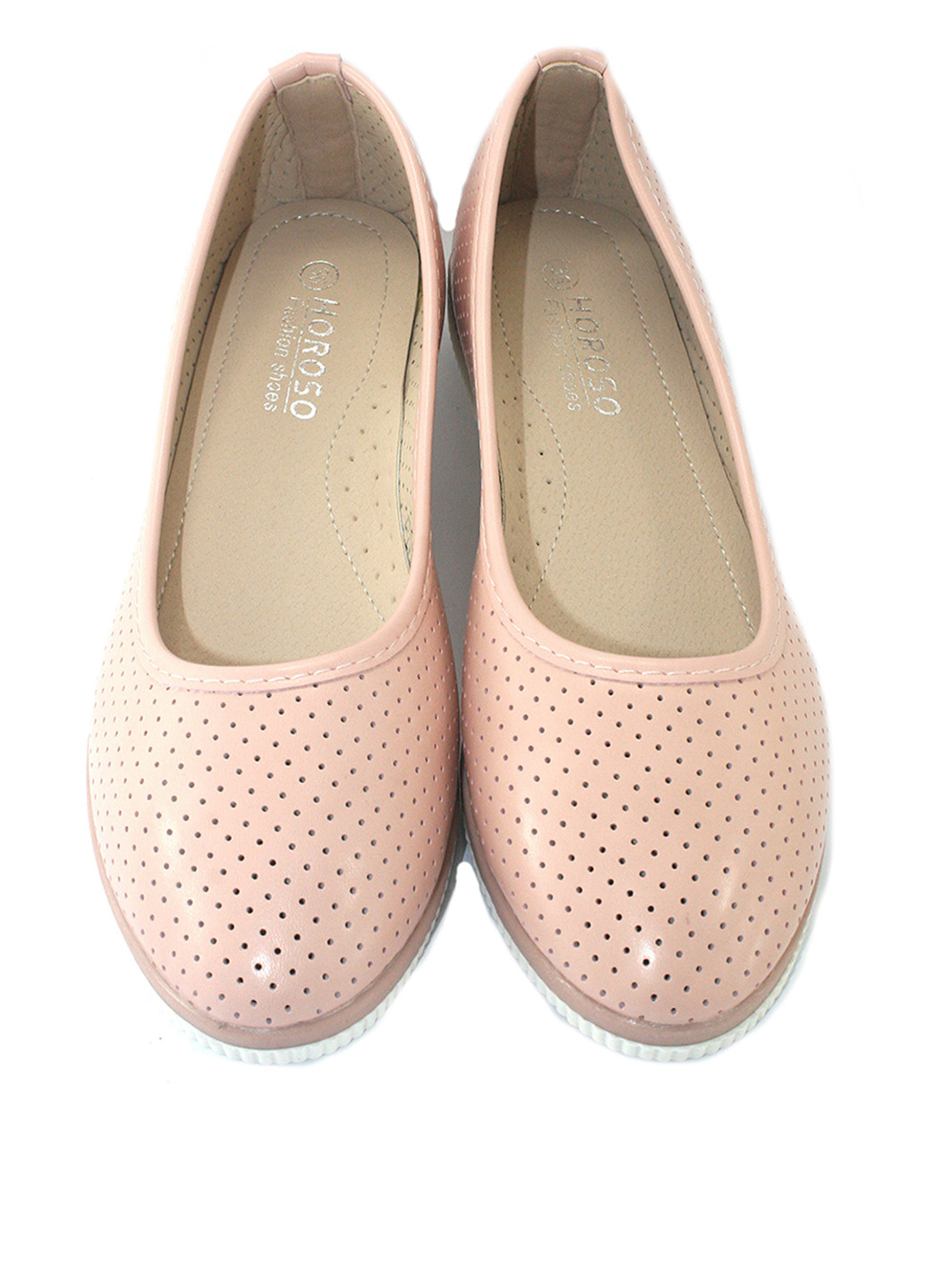 Женские балетки | пудровые однотонные перфорация искусственная кожа (321828240)