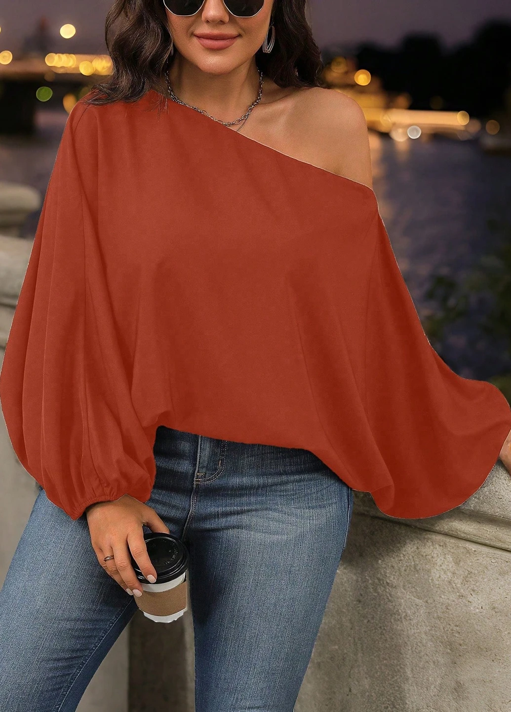 Терракотовая блуза SHEIN