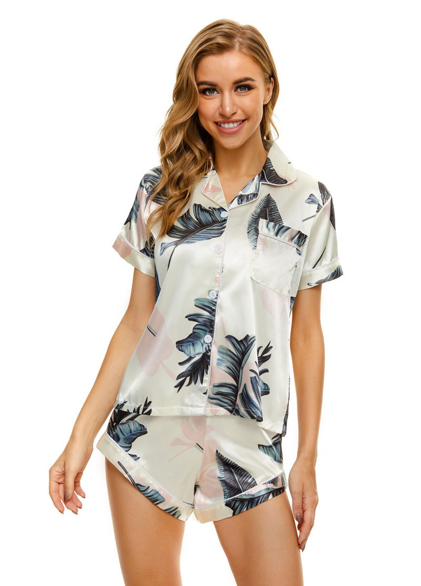 Бірюзова всесезон піжама жіноча lagoon сорочка + шорти Berni Fashion 58384