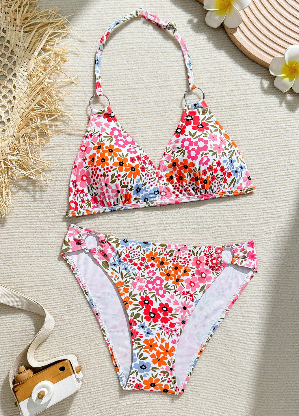 Розовый летний купальник (лиф, трусики) бикини, раздельный SHEIN