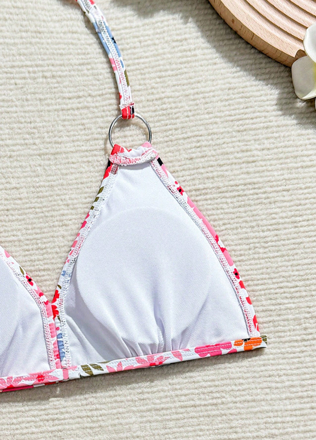 Розовый летний купальник (лиф, трусики) бикини, раздельный SHEIN