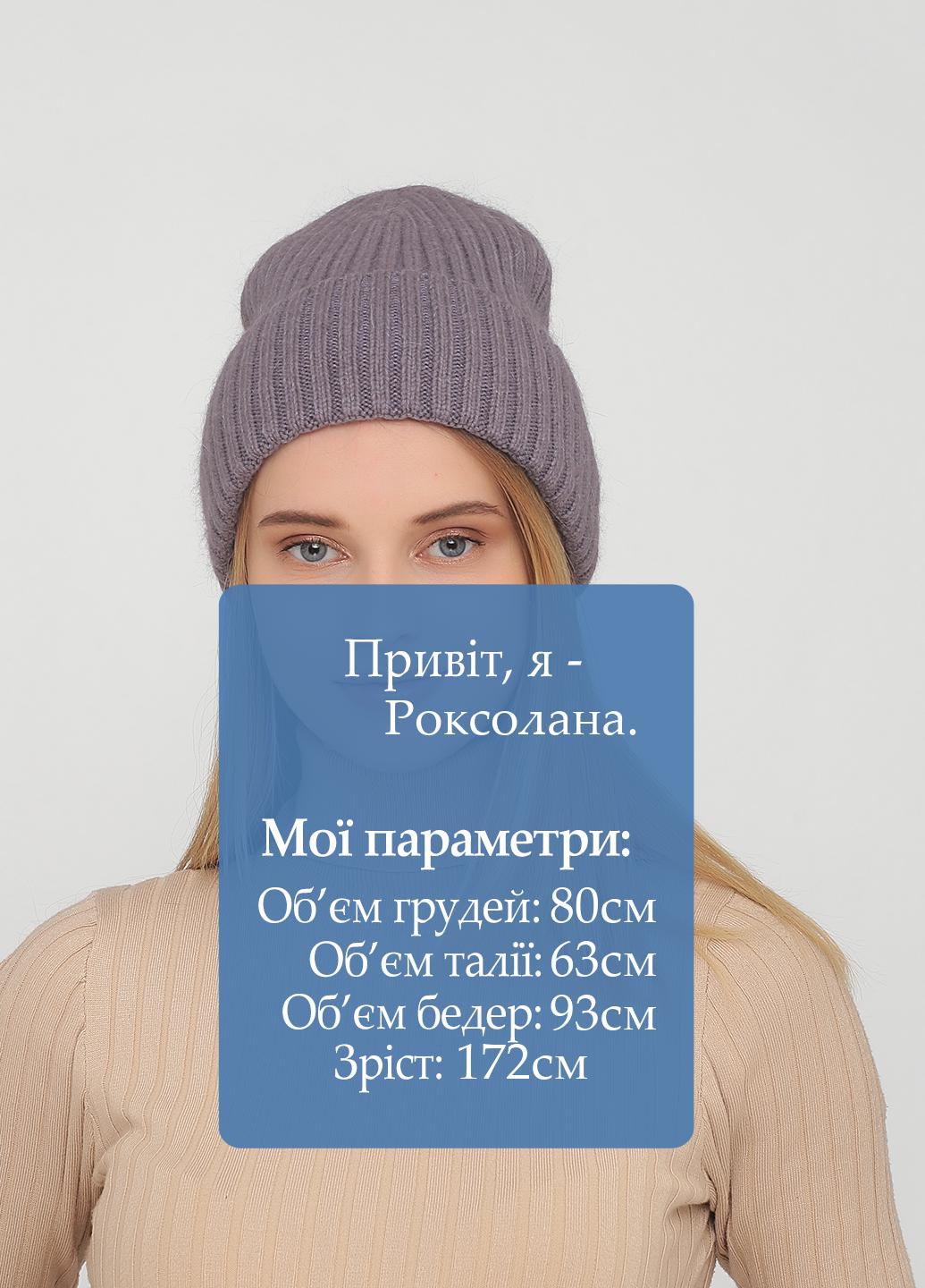 Тепла зимова ангорова жіноча шапка без підкладки 340189 Merlini біні однотонна темно-сіра кежуал ангора