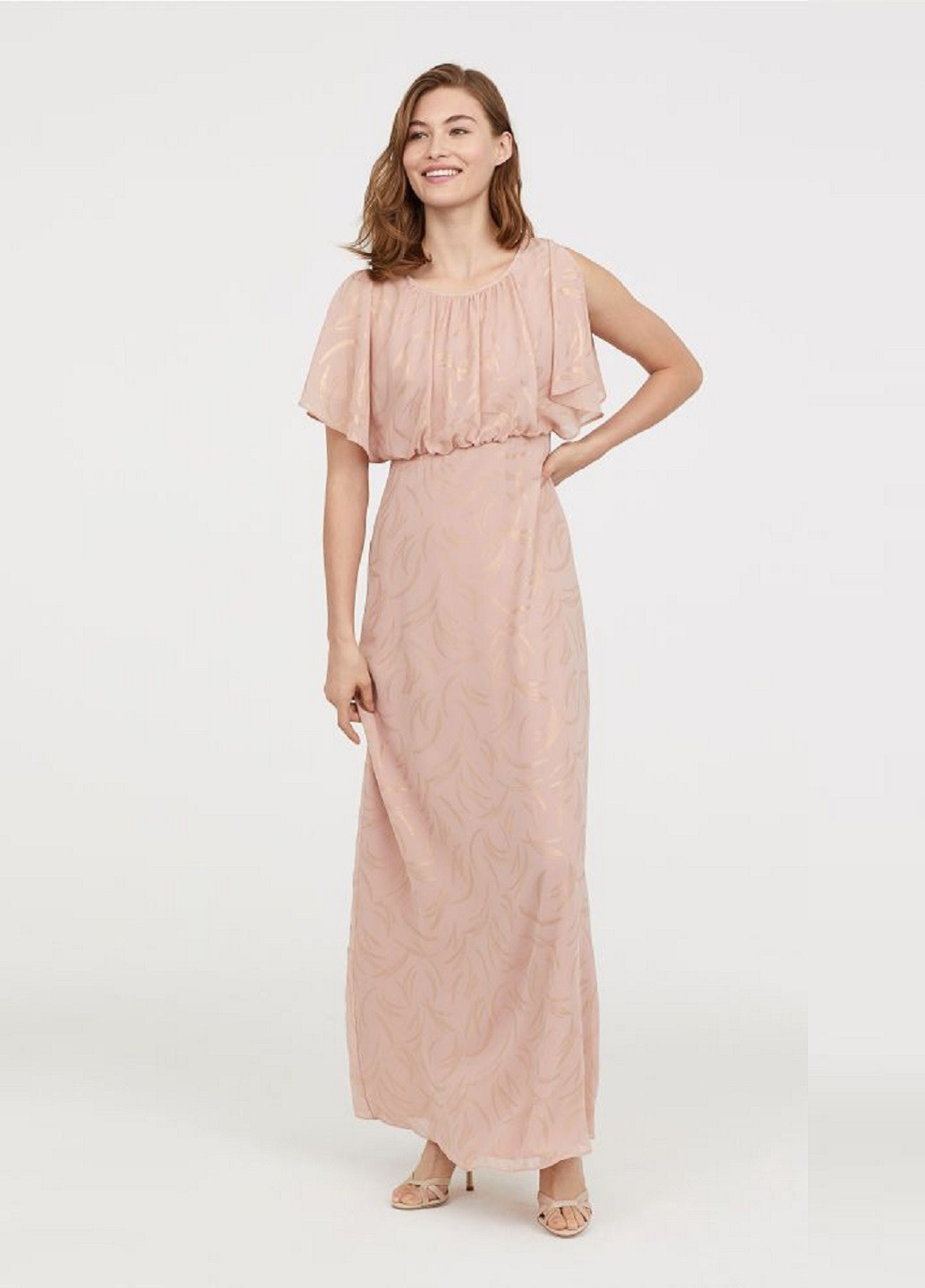 Рожева вечірня довга коктейльна сукня H&M однотонна