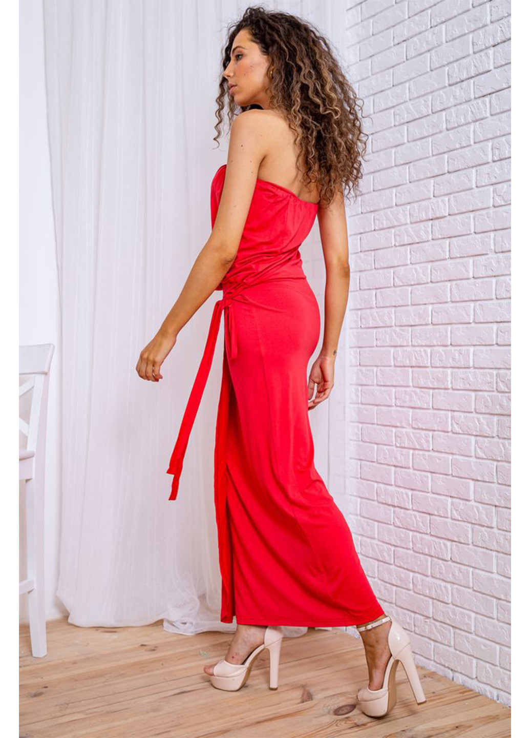 Красное кэжуал платье бандо Ager однотонное
