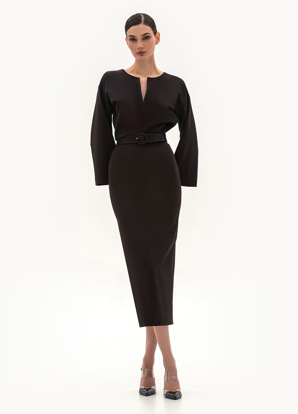 Темно-коричнева кежуал сукня силуетна BGL однотонна