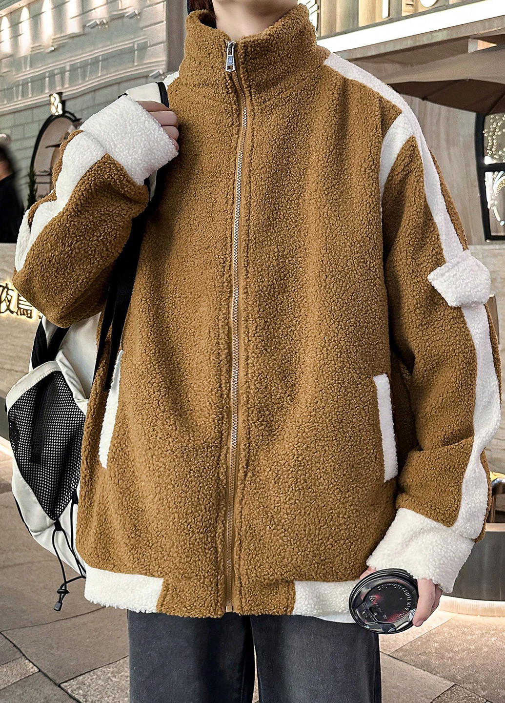 Пісочна демісезонна куртка SHEIN