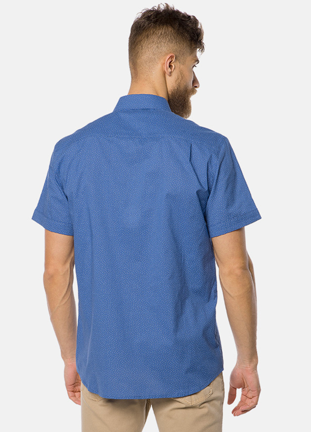 Темно-голубой кэжуал рубашка однотонная MR 520 с коротким рукавом