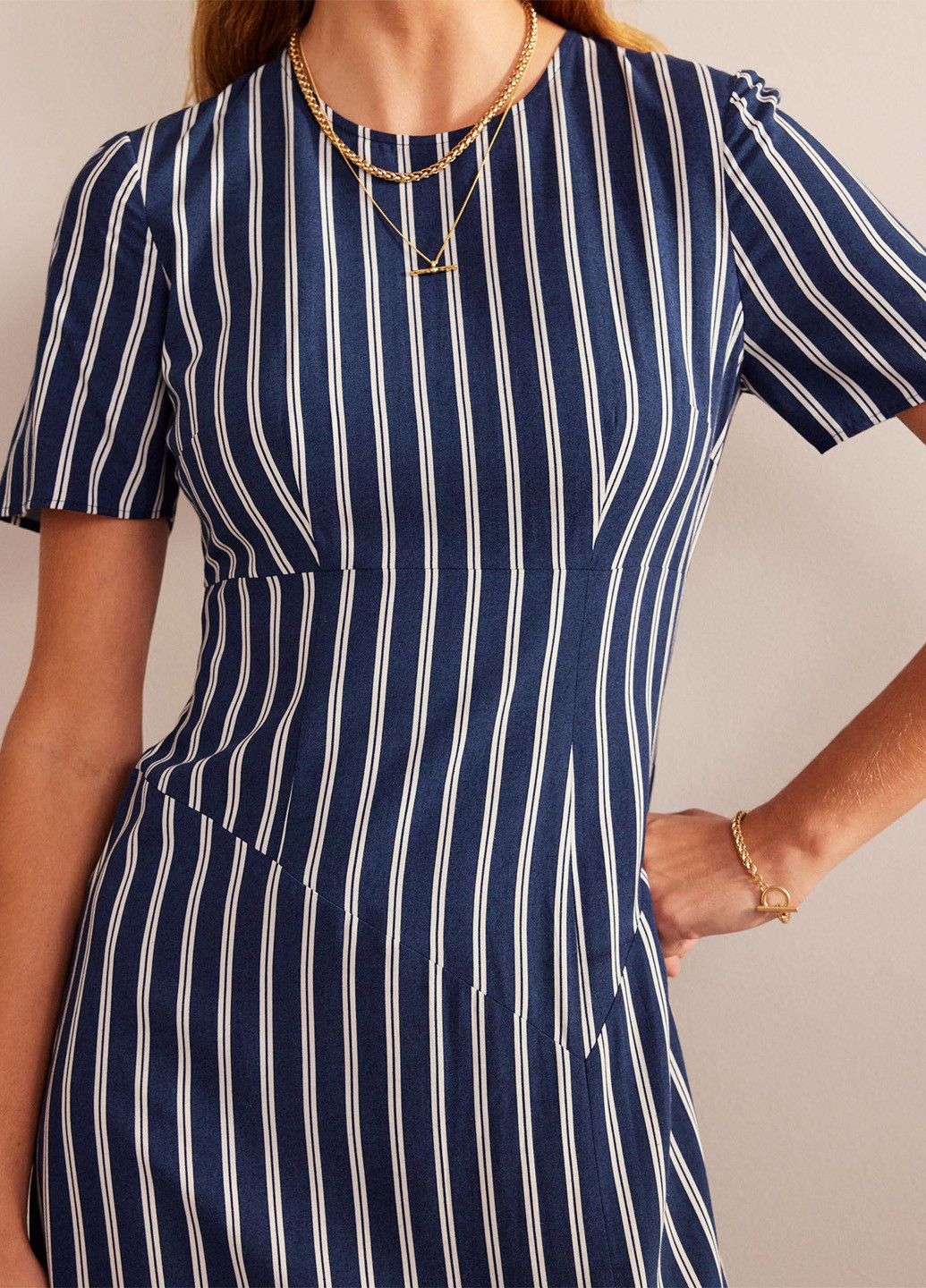 Темно-синя кежуал, ділова сукня футляр Boden в смужку