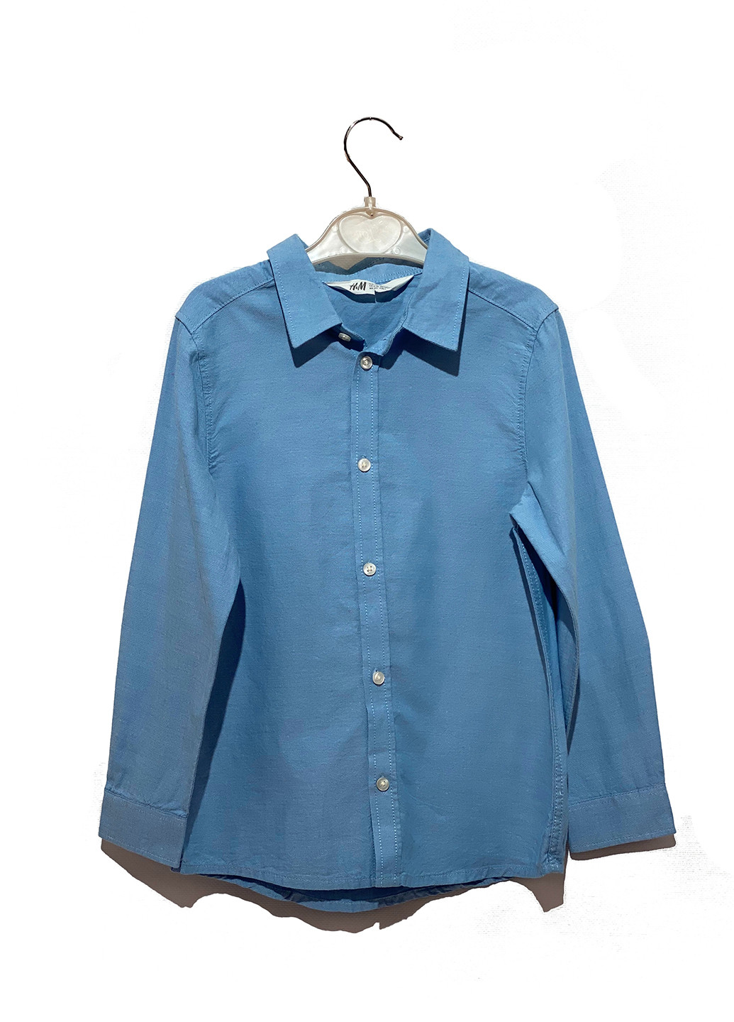 Синяя кэжуал рубашка однотонная H&M