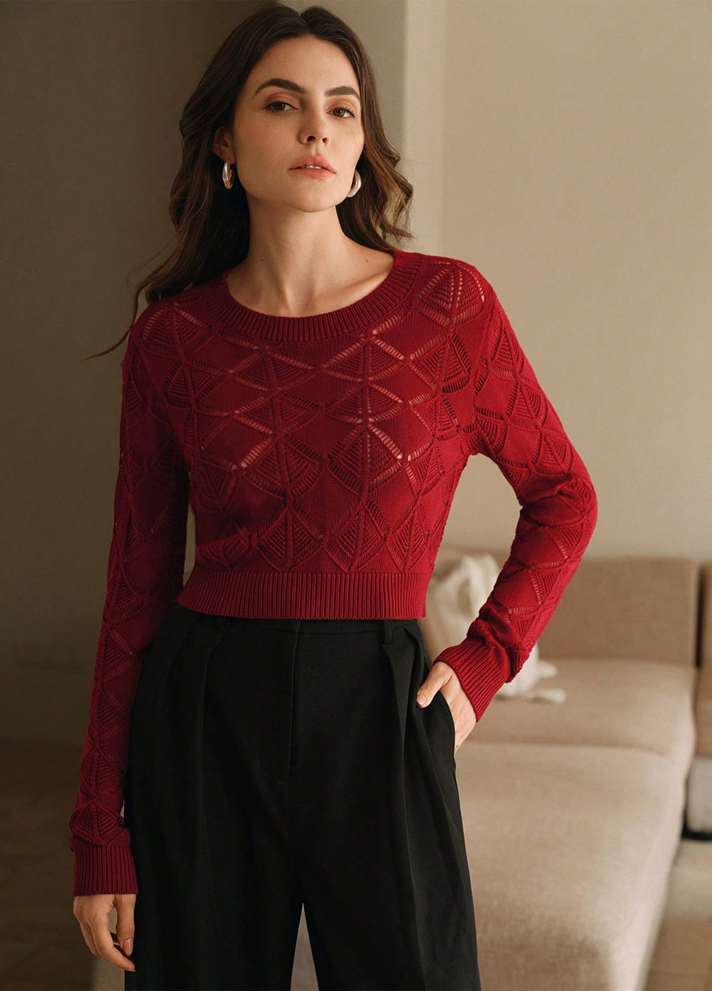 Бордовий демісезонний джемпер джемпер SHEIN