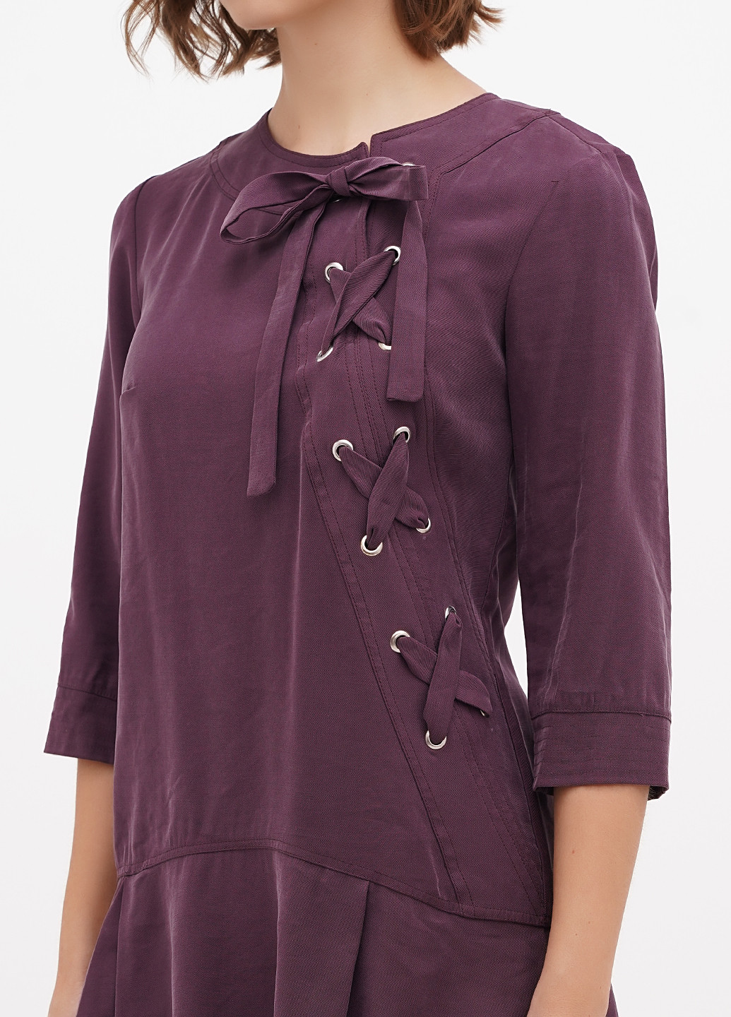 Фиолетовое кэжуал платье клеш Sassofono однотонное