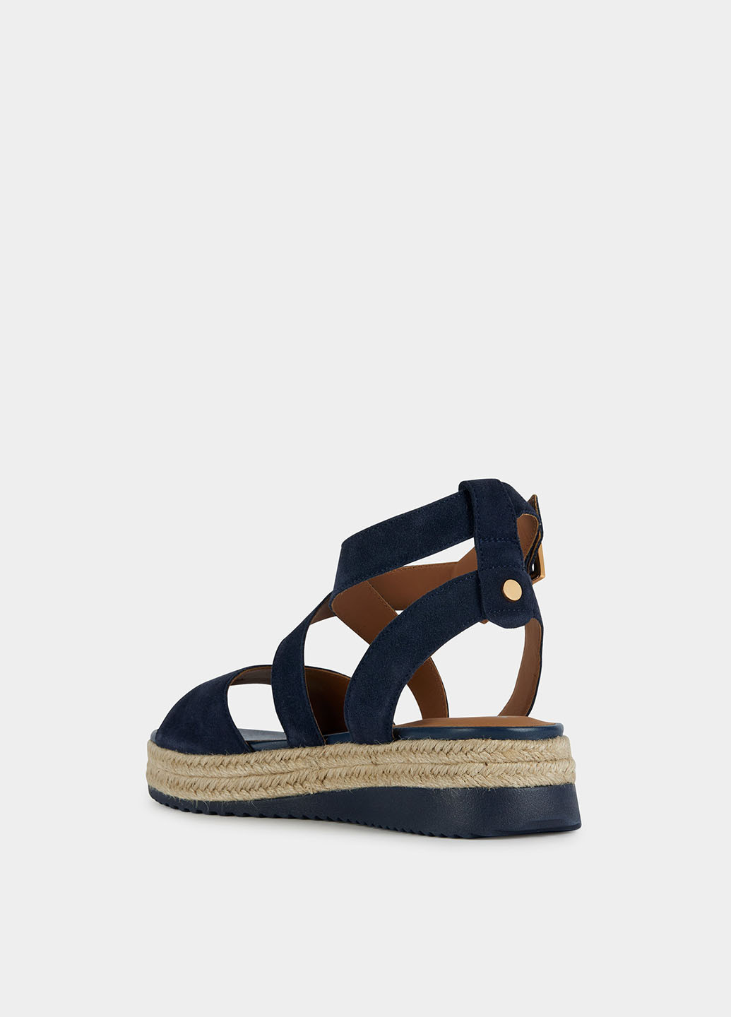 Темно-синие босоножки Geox с ремешком на плетеной подошве, с логотипом
