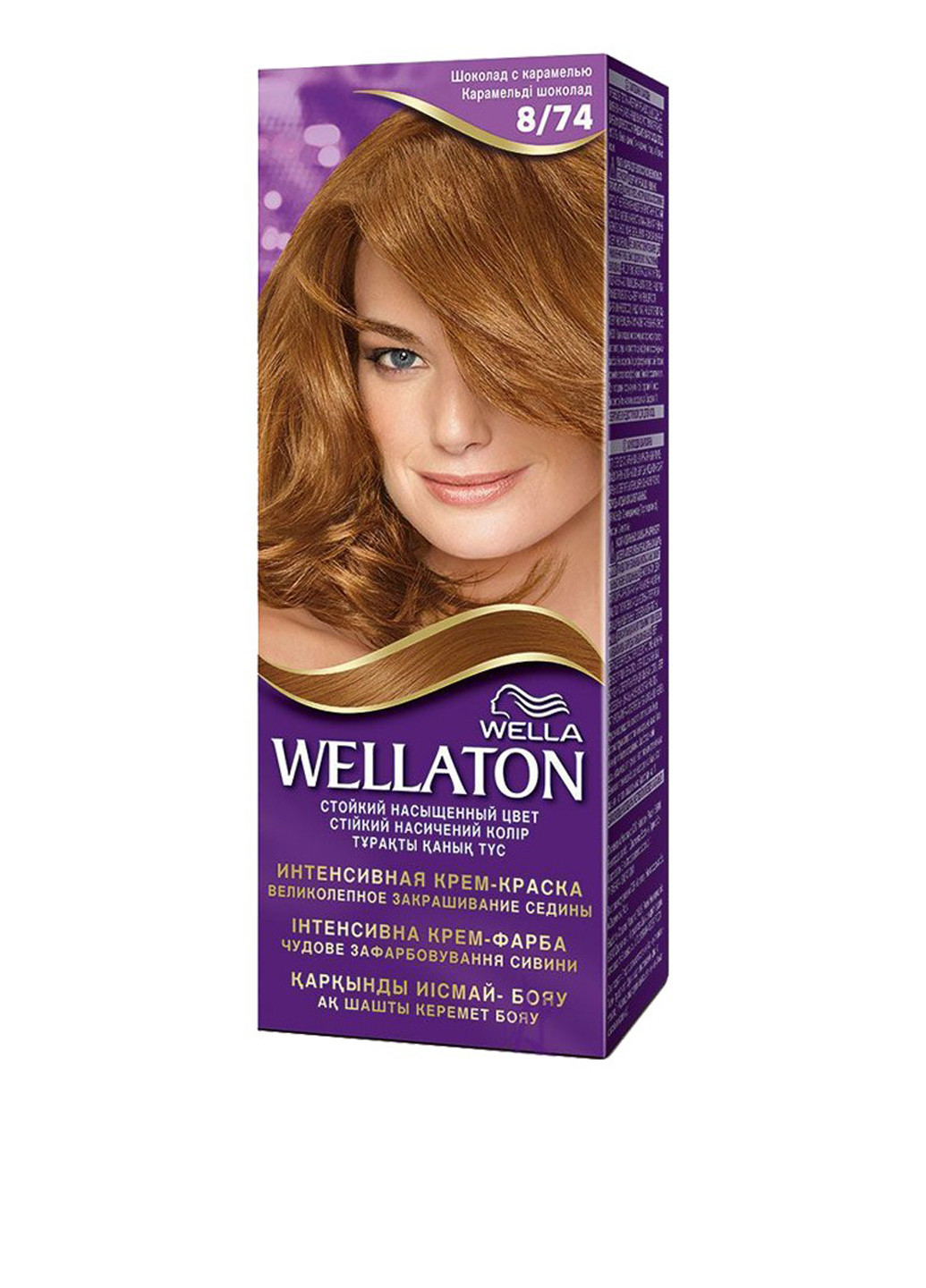 Крем-фарба для волосся стійка № 8/74 (шоколад з карамеллю), 50 мл Wellaton (78546389)