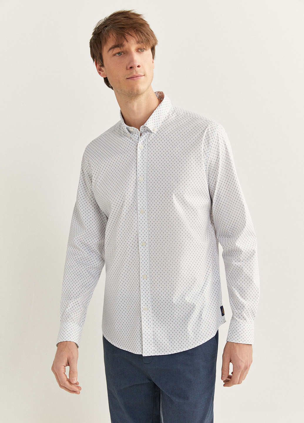 Белая кэжуал рубашка с геометрическим узором Springfield