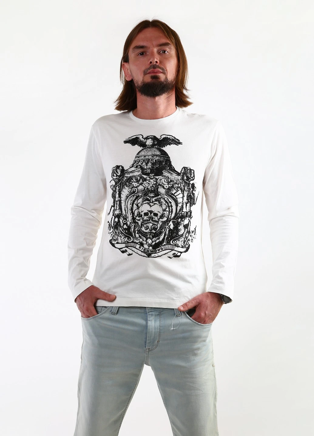 Лонгслів Richmond Denim малюнок білий кежуали