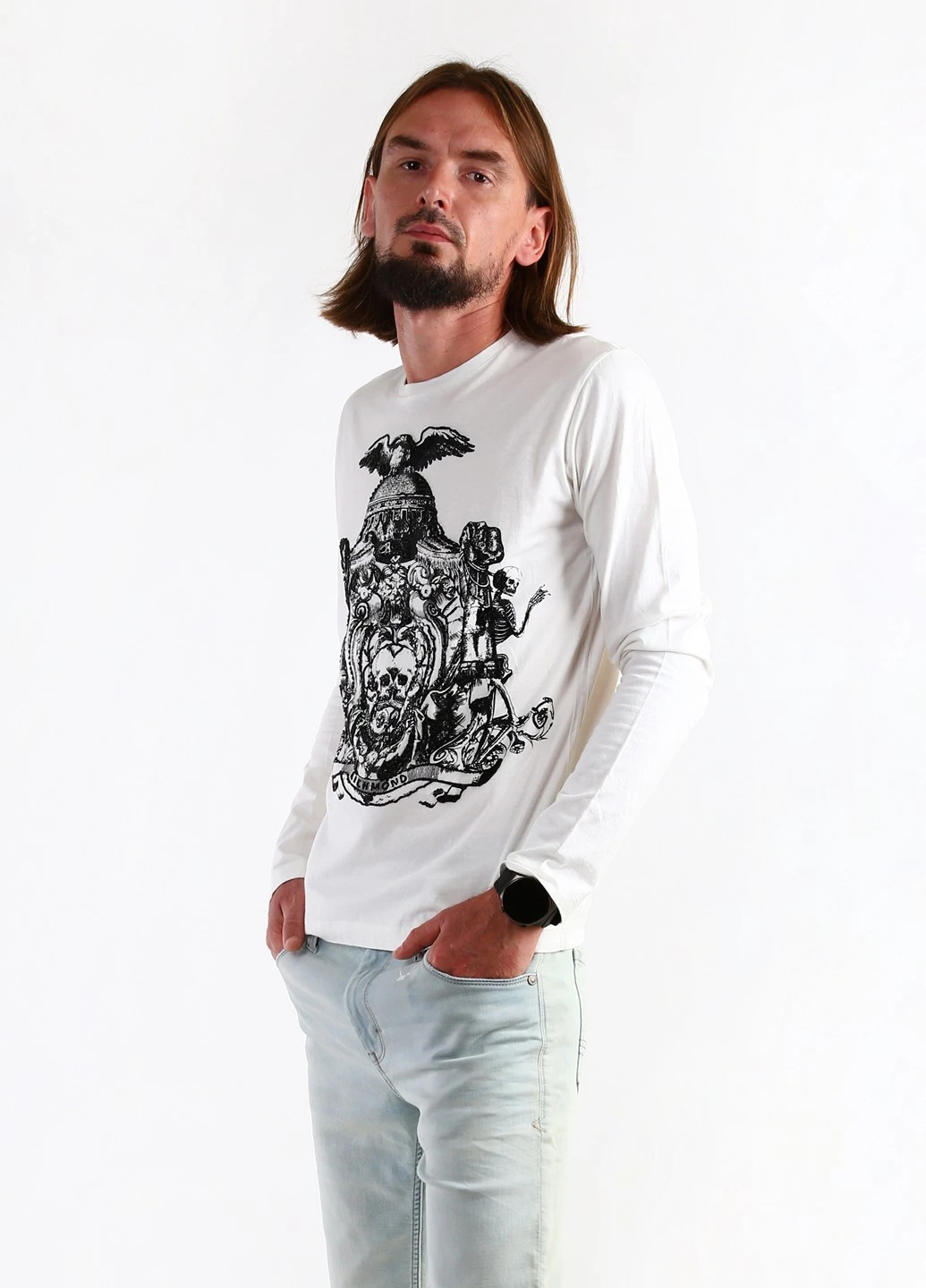 Лонгслів Richmond Denim малюнок білий кежуали