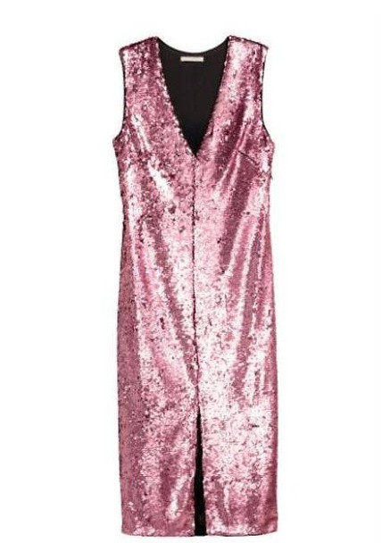 Рожева коктейльна сукня з паєтками H&M однотонна