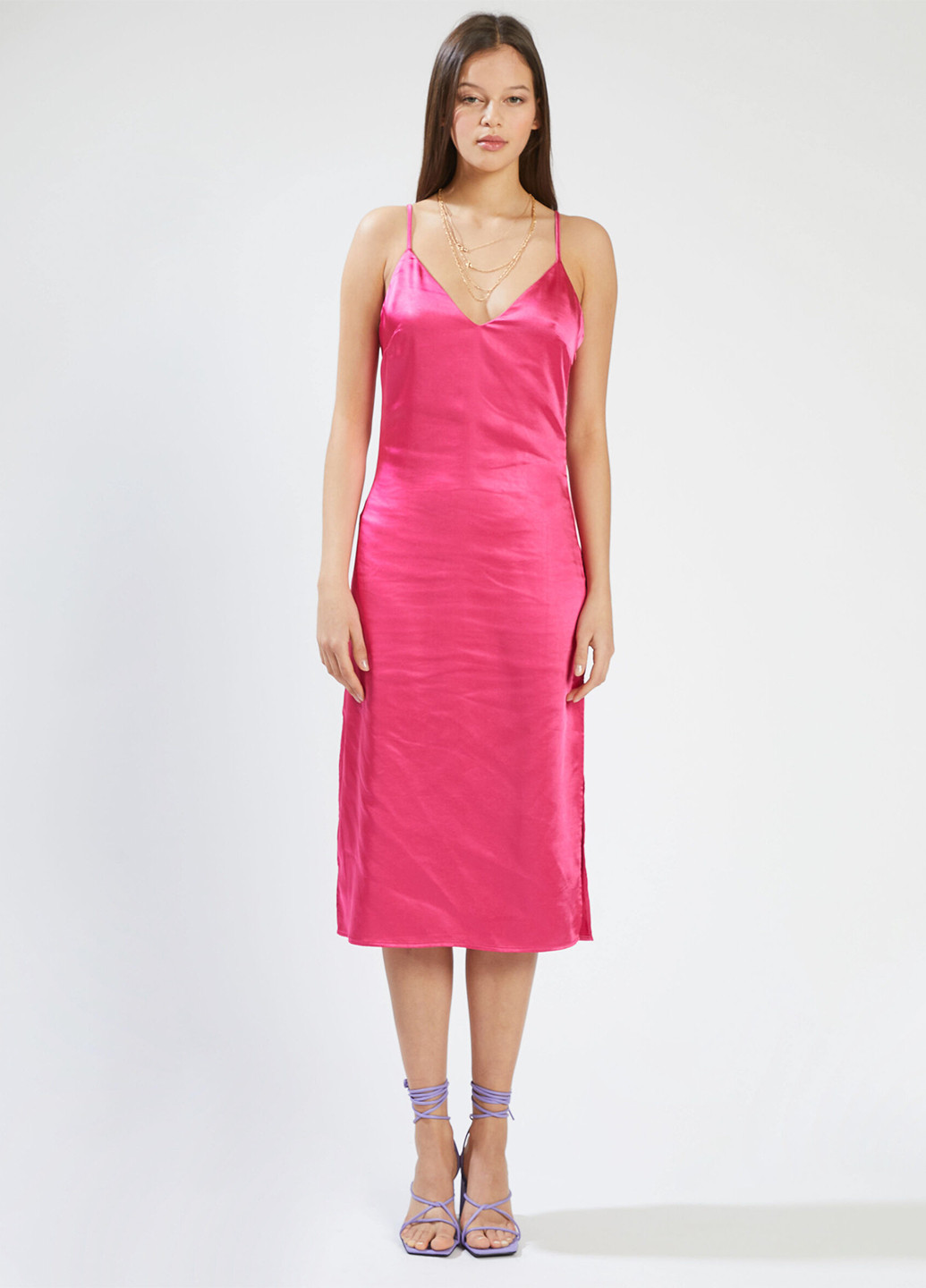 Фуксинова (кольору Фукія) коктейльна сукня сукня-комбінація Pimkie однотонна