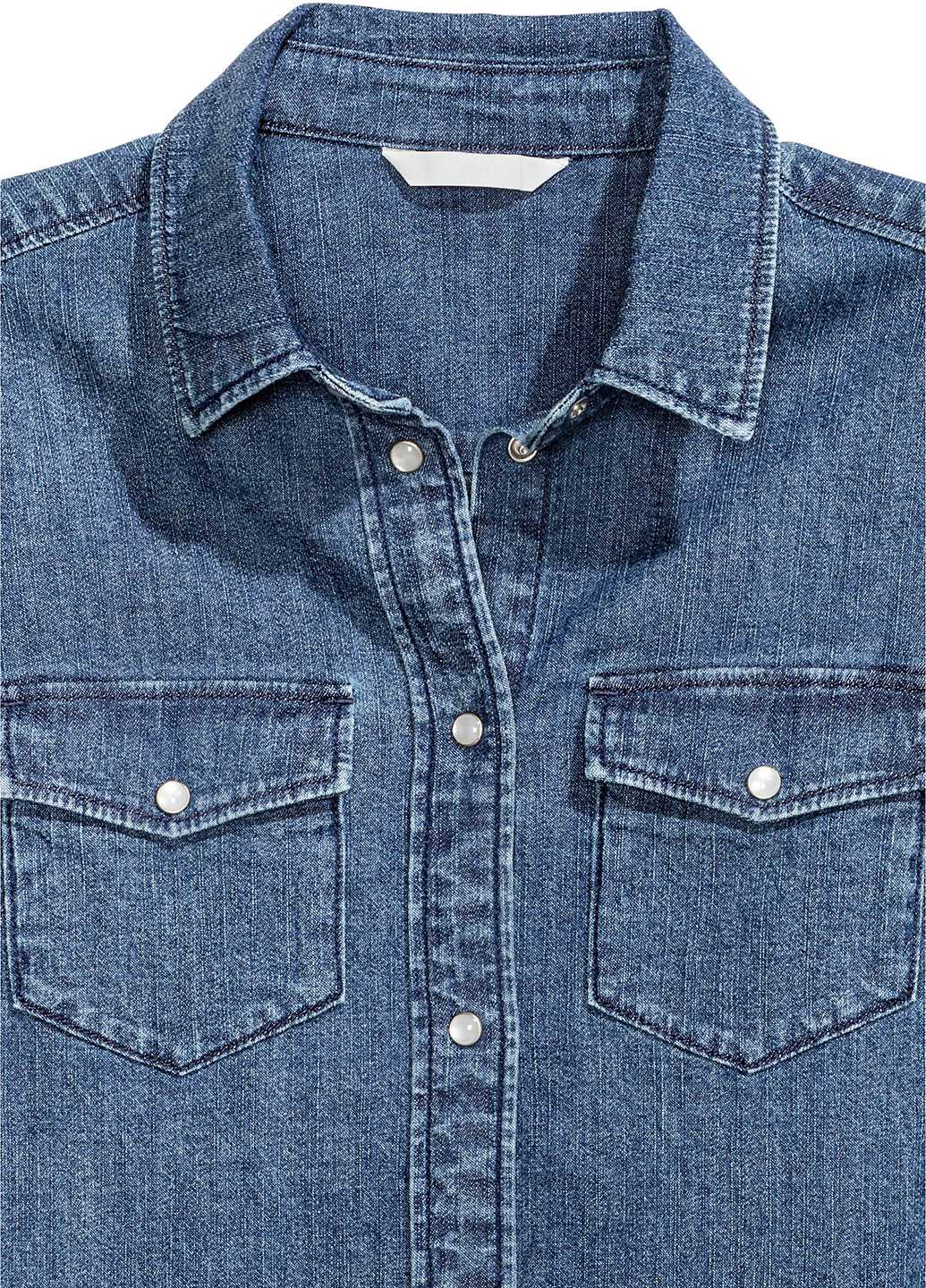Синяя джинсовая рубашка H&M с длинным рукавом