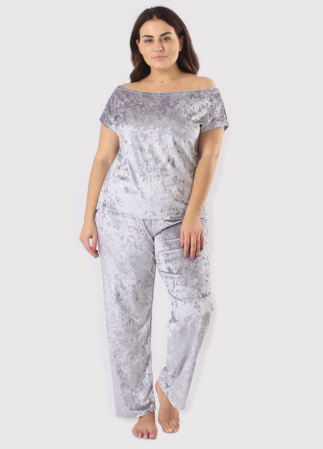 Світло-сіра всесезон піжама (футболка, штани) футболка + штани Ghazel