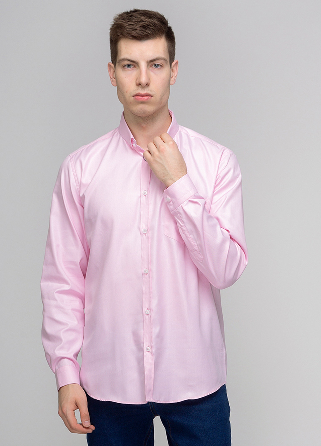 Розовая классическая рубашка F'91 с длинным рукавом