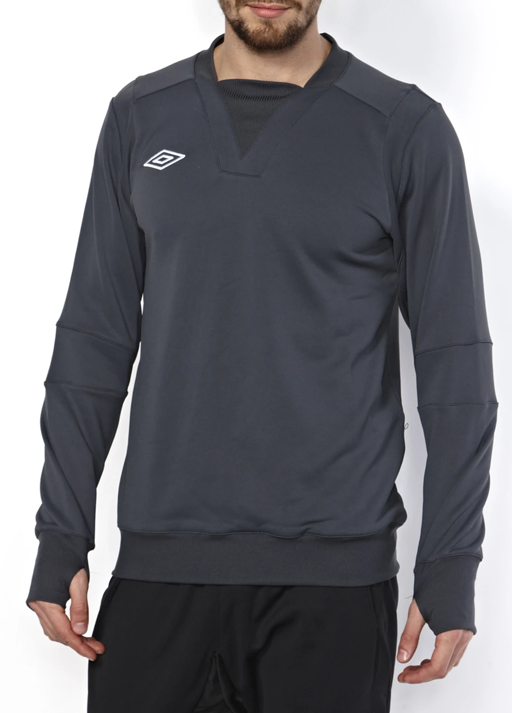 Темно-серый демисезонный спортивный лонгслив Umbro однотонный