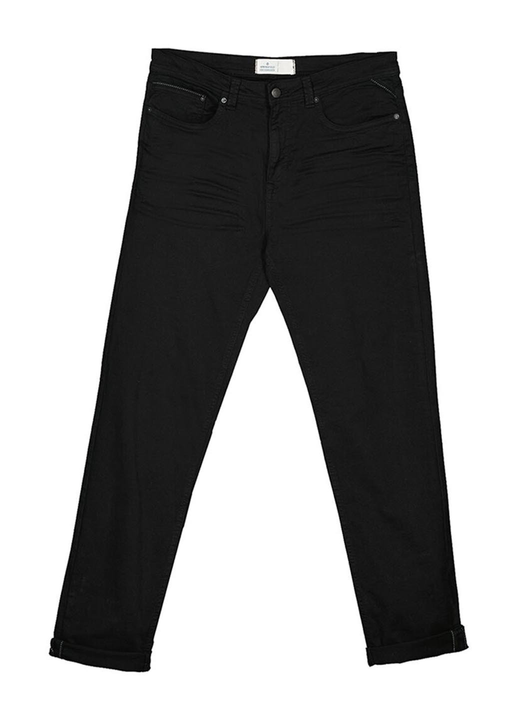 Черные кэжуал демисезонные прямые, чиносы брюки Springfield