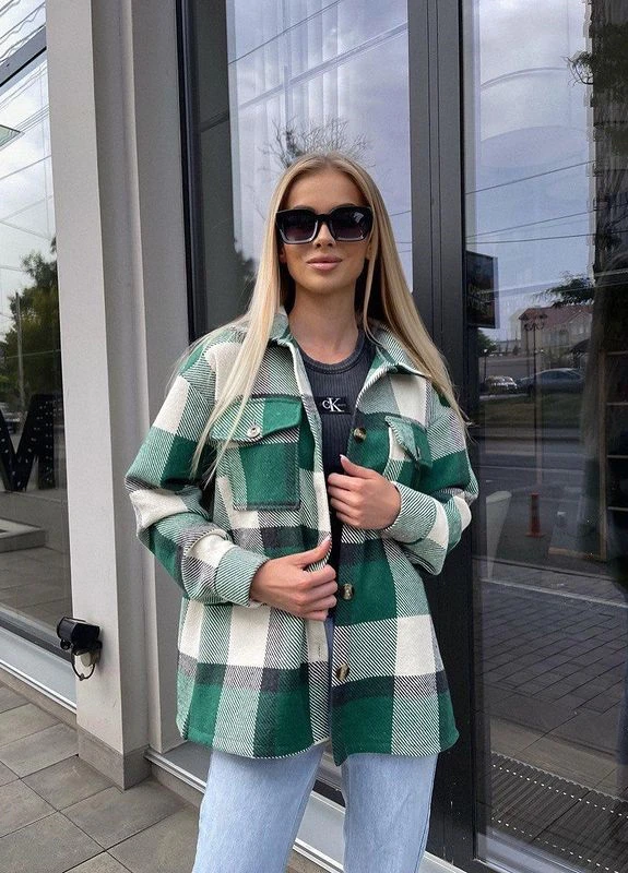 Зелена демісезонна куртка-сорочка No Brand