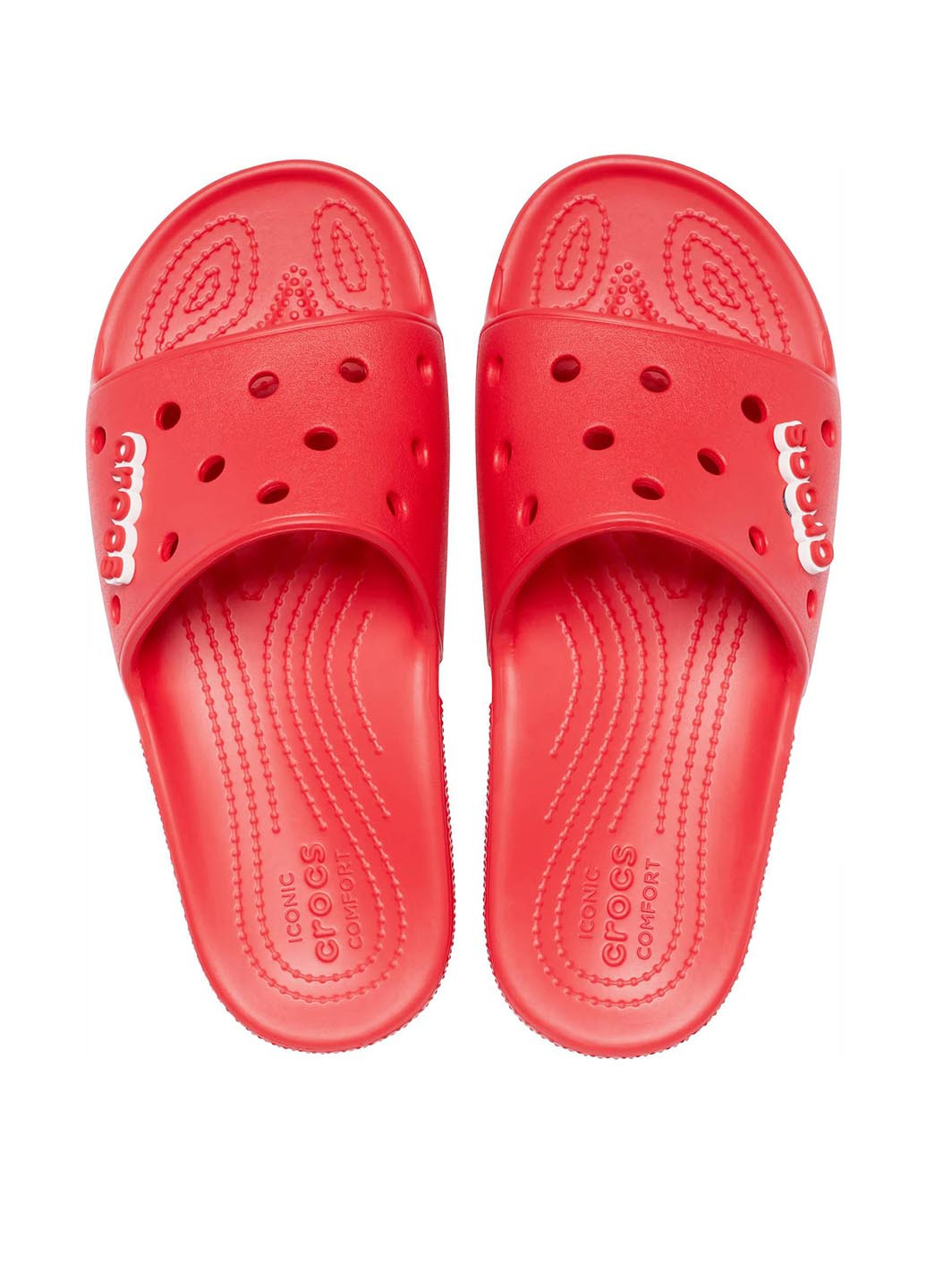 Красные шлепанцы Crocs с перфорацией