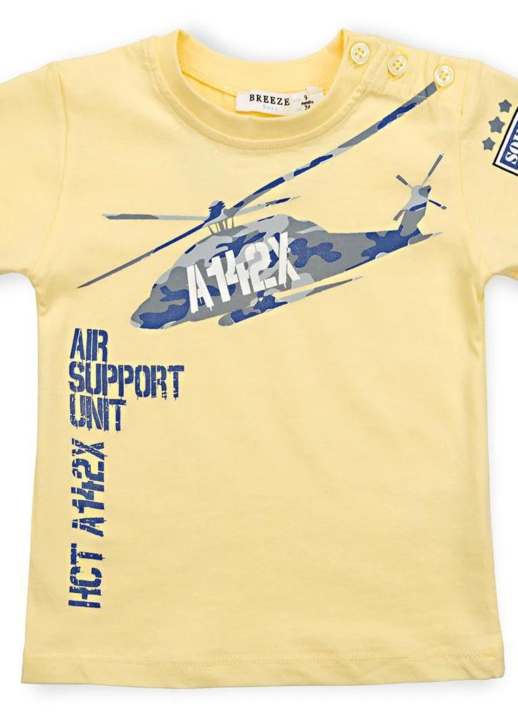 Жовтий літній костюм десткий з вертольотом (10962-74b-yellow) Breeze