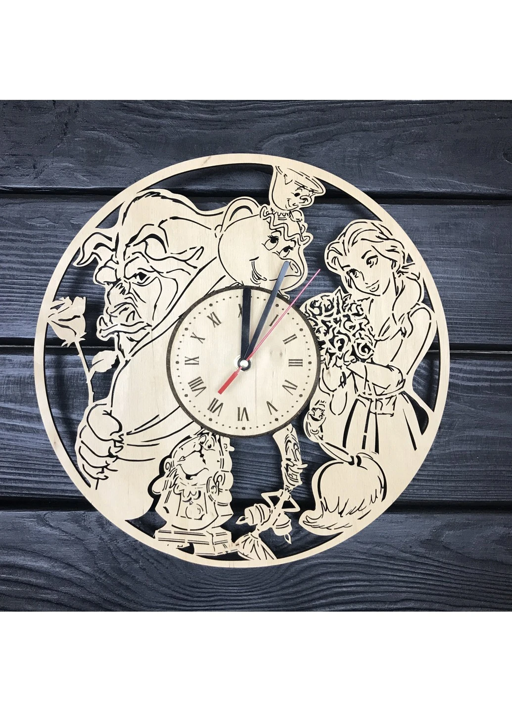 Годинник хендмейд з дерева "Красуня і чудовисько" 7Arts (253566289)