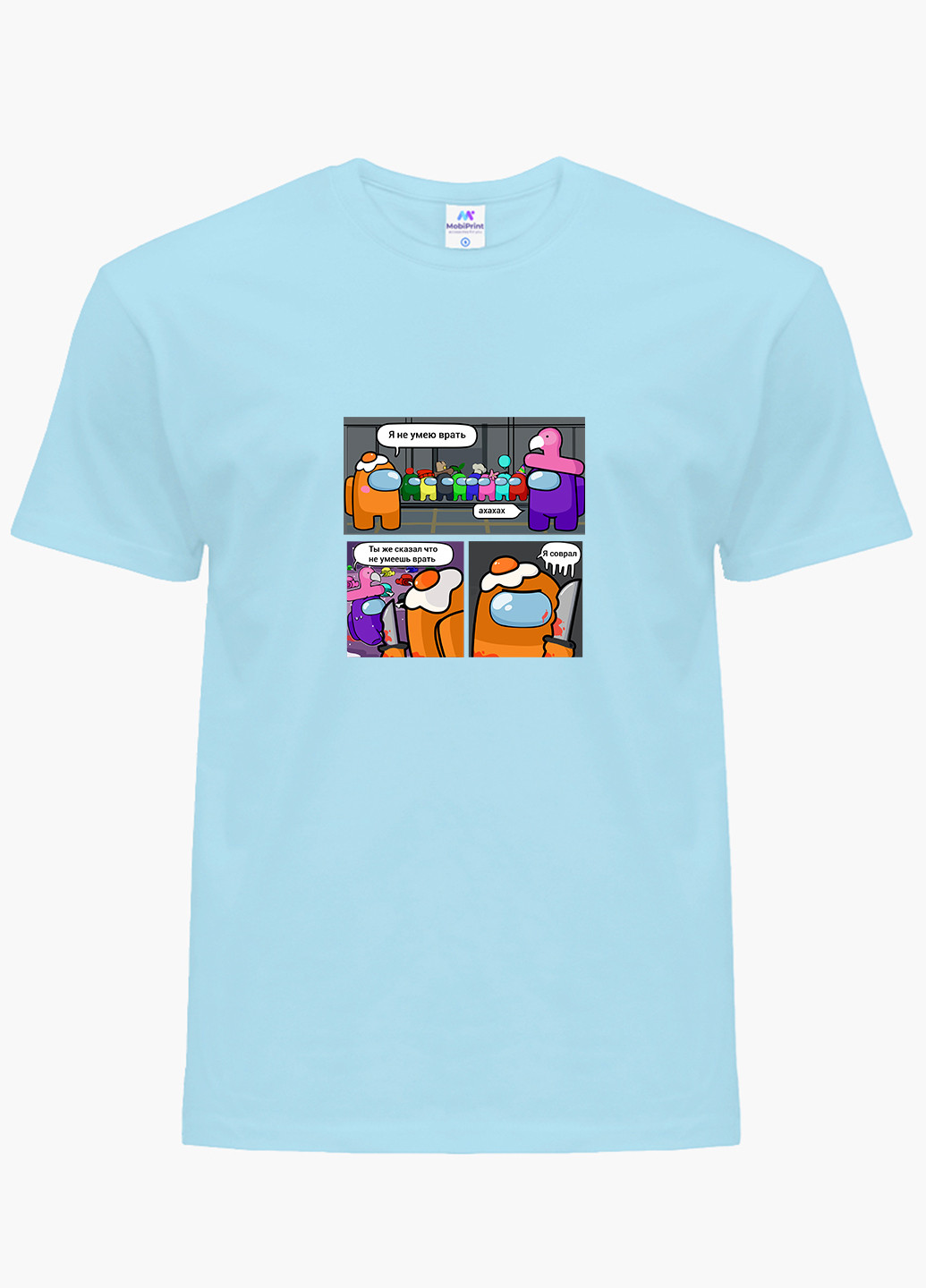 Блакитна демісезонна футболка дитяча амонг ас (among us) (9224-2429) MobiPrint