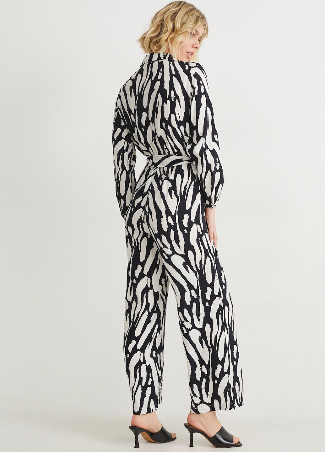 Комбінезон C&A комбінезон-брюки абстрактний чорно-білий кежуал віскоза