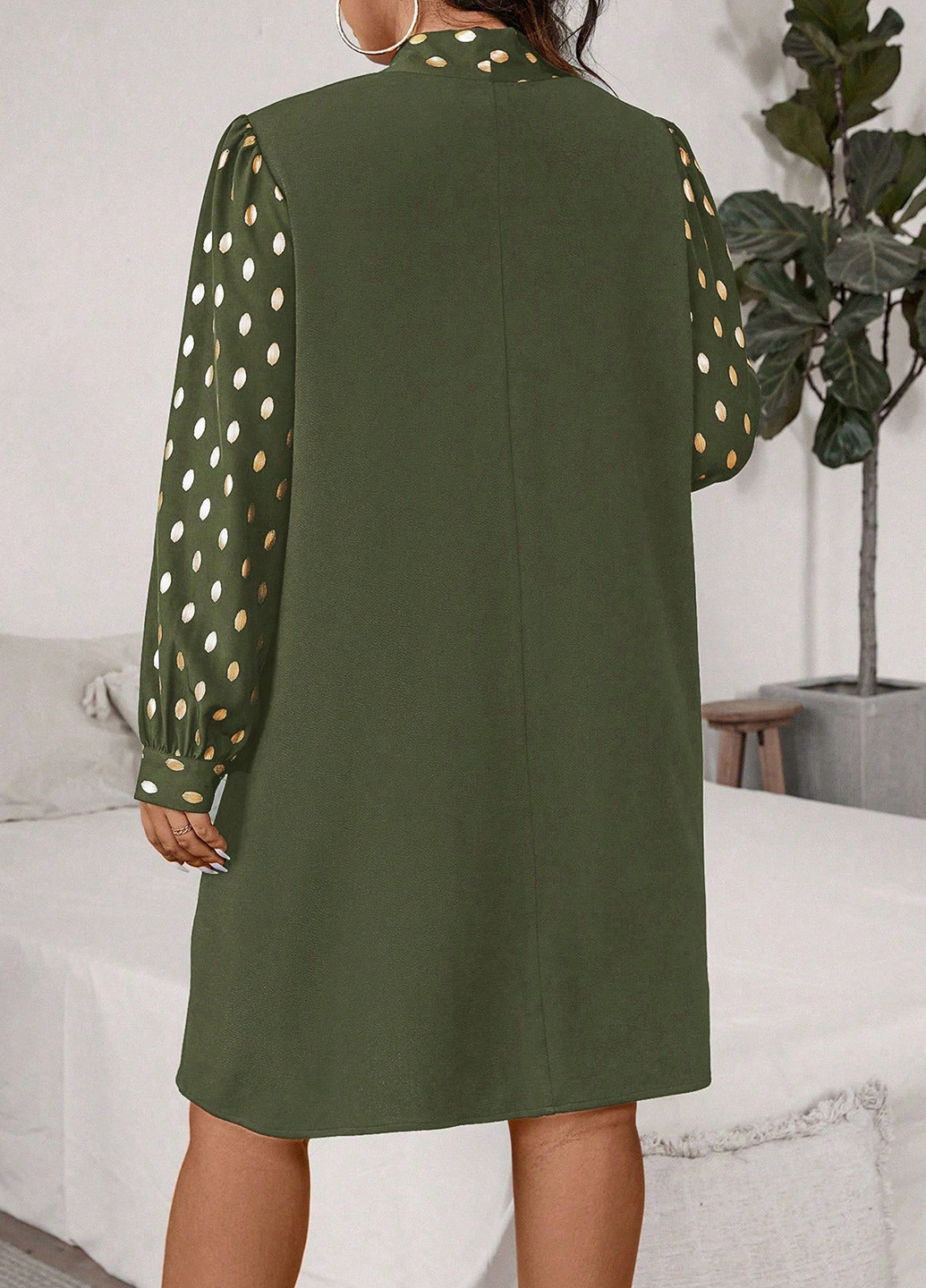 Зелена кежуал сукня а-силует SHEIN в горошок